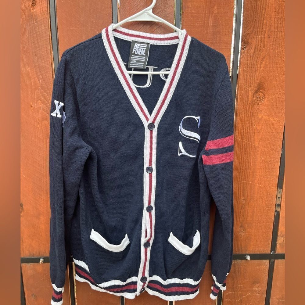 Varsity Old School Cardigan Sweater size large